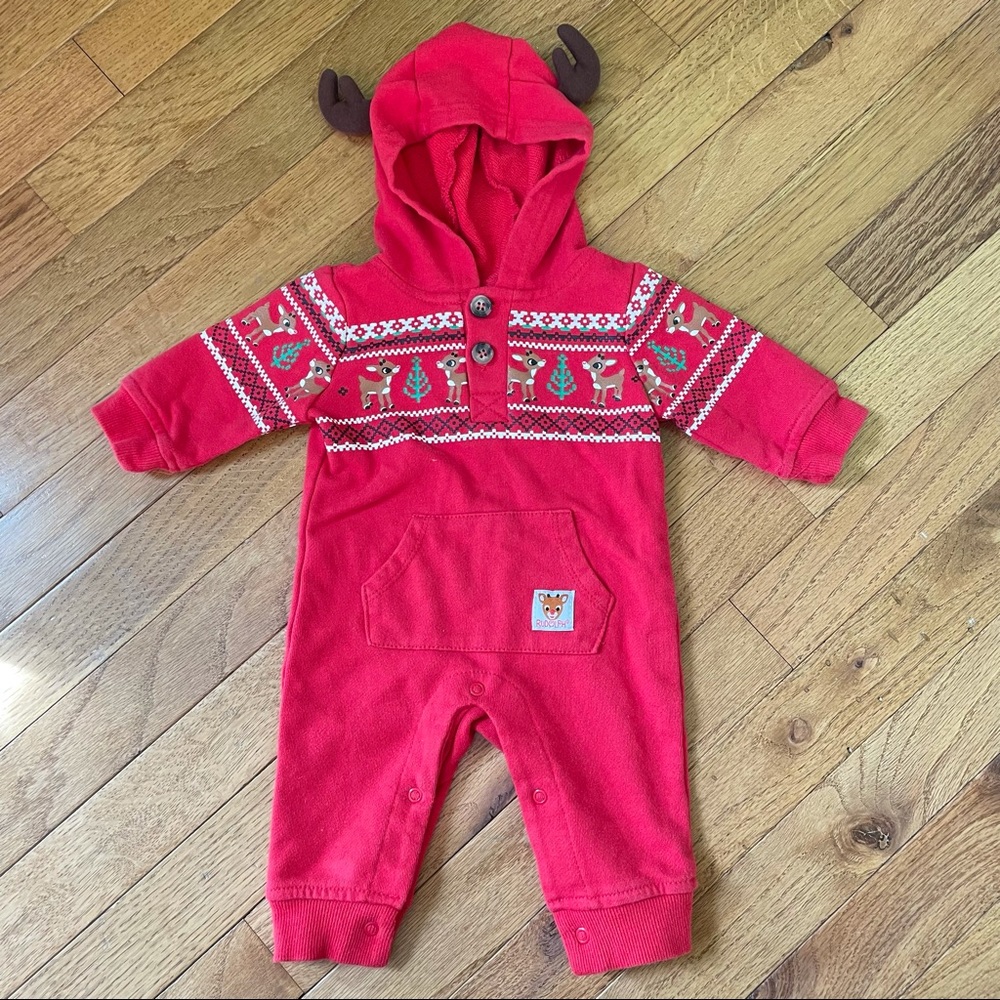 RUDOLPH THE RED NOSED REINDEER BABY ONE PIECE ROMPER OUTFIT SIZE 3 MONTHS